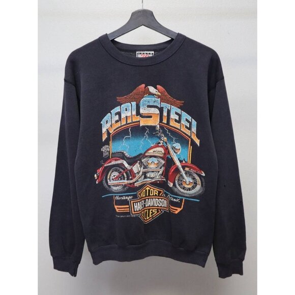 Vintage 1988 Harley Davidson Real Steel 80s Motorcycle Sweatshirt Speed Limit M - Picture 6 of 11